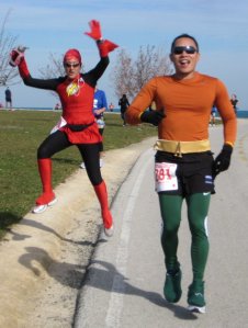 A best friend and I ran our first 50k (31 miles) back in 2010 as the Flash and Aquaman.